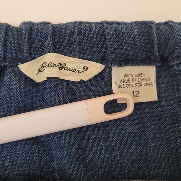 Eddie Bauer 100% Linen Navy Maxi Skirt Size 12 Pockets Modest Beachy Coastal - Picture 7 of 10